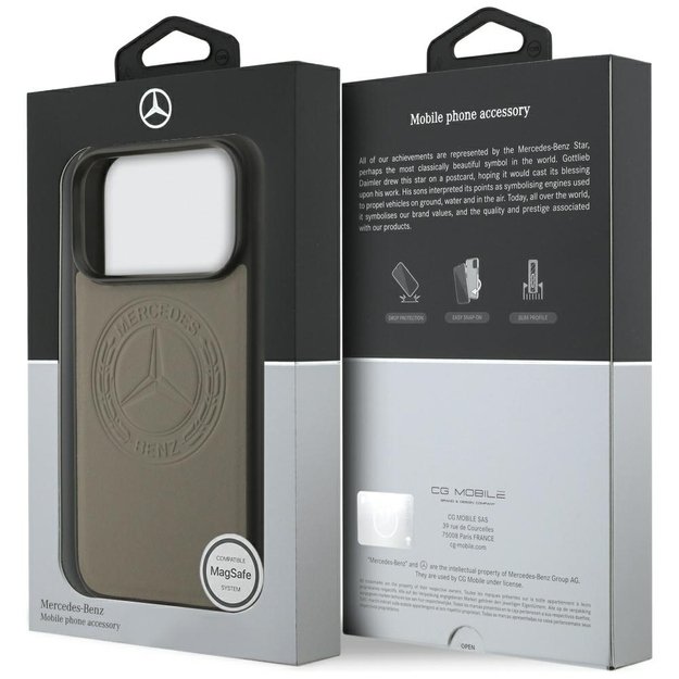 Mercedes Leather Vintage Logo MagSafe Case for iPhone 17 Pro - Beige 7