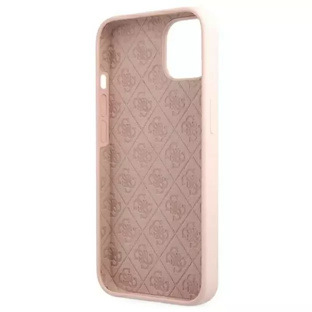 Guess GUHMP13MLSLMGLP iPhone 13 6.1&quot  light pink/light pink hardcase Silicone Script Gold Logo Magsafe 5