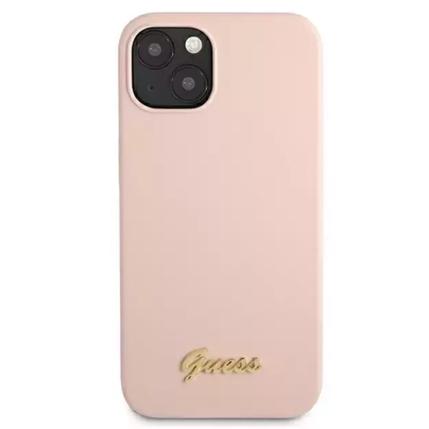 Guess GUHMP13MLSLMGLP iPhone 13 6.1&quot  light pink/light pink hardcase Silicone Script Gold Logo Magsafe 2