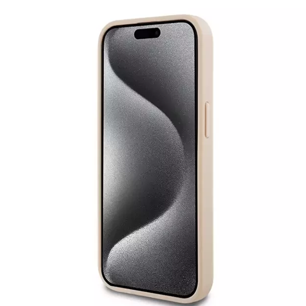 DKNY Leather Mono Stripe &amp  Metal Logo Case for iPhone 15 Plus / 14 Plus - Pink 11