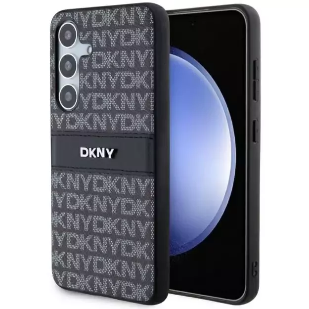 DKNY Leather Mono Stripe &amp  Metal Logo case for Samsung Galaxy S24 - black