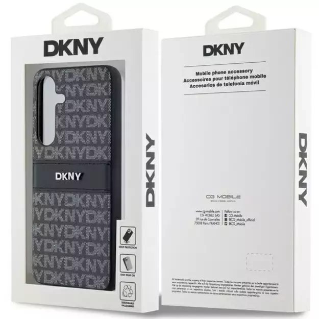 DKNY Leather Mono Stripe &amp  Metal Logo case for Samsung Galaxy S24 - black 6