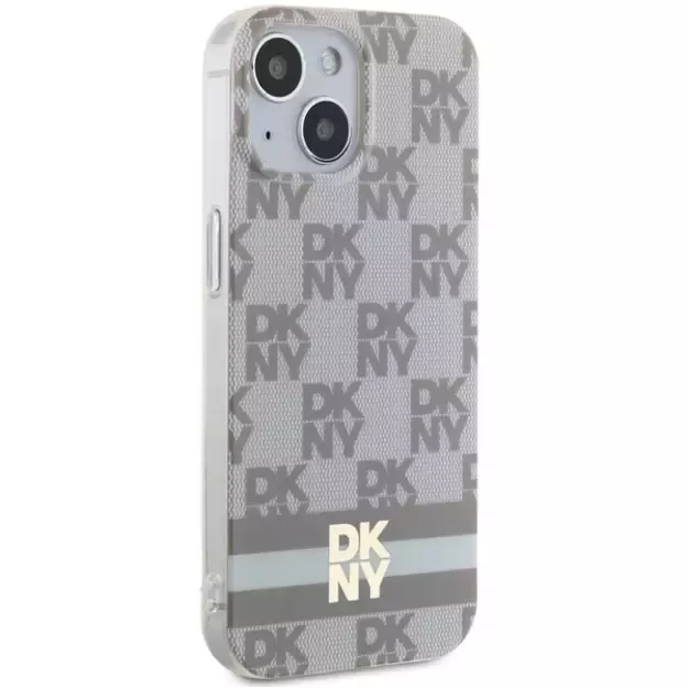 DKNY IML Checkered Mono Pattern &amp  Printed Stripes MagSafe Case for iPhone 15 Plus / 14 Plus - Beige 10