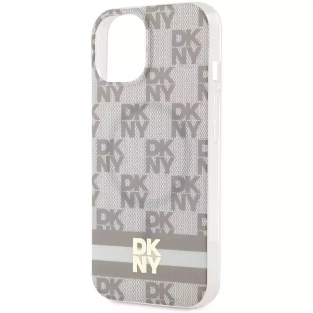DKNY IML Checkered Mono Pattern &amp  Printed Stripes MagSafe Case for iPhone 15 Plus / 14 Plus - Beige 12