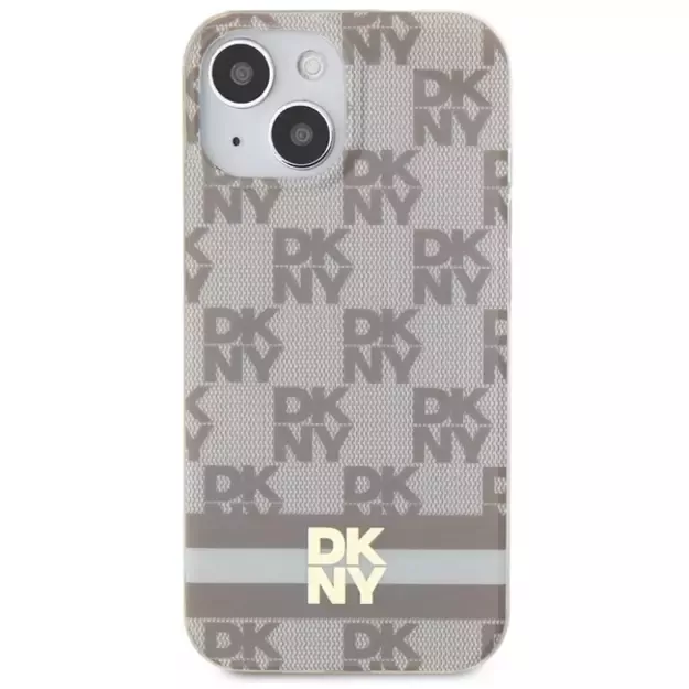 DKNY IML Checkered Mono Pattern &amp  Printed Stripes MagSafe Case for iPhone 15 Plus / 14 Plus - Beige 9