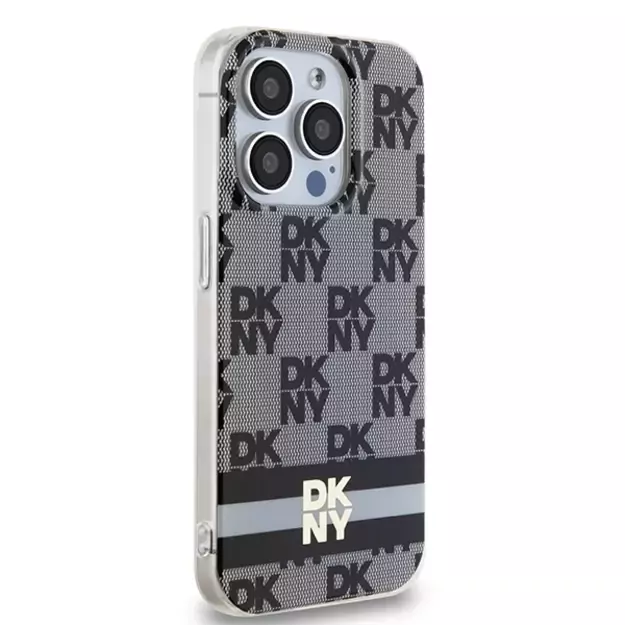 DKNY IML Checkered Mono Pattern &amp  Printed Stripes MagSafe Case for iPhone 15 Pro Max - Black 10