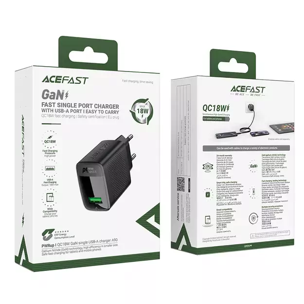 Acefast A90 Charger GaN USB-A QC 18W - Black 10