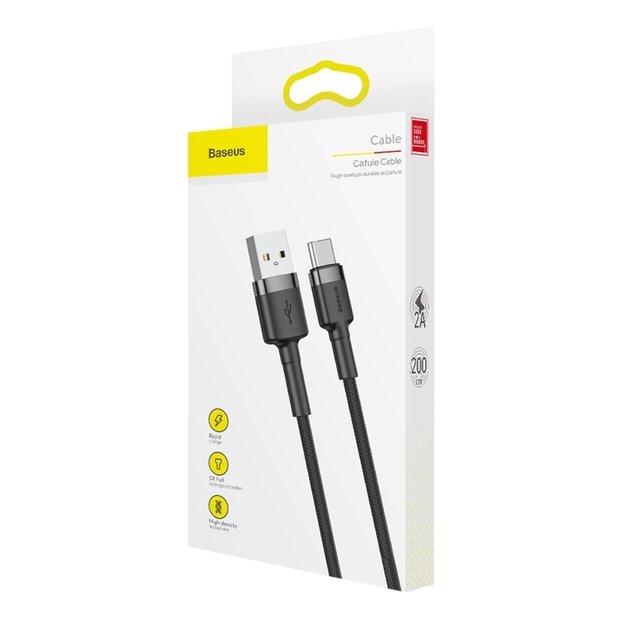 Baseus Cafule Cable durable nylon cable USB / USB-C QC3.0 2A 2M black-gray (CATKLF-CG1) 8