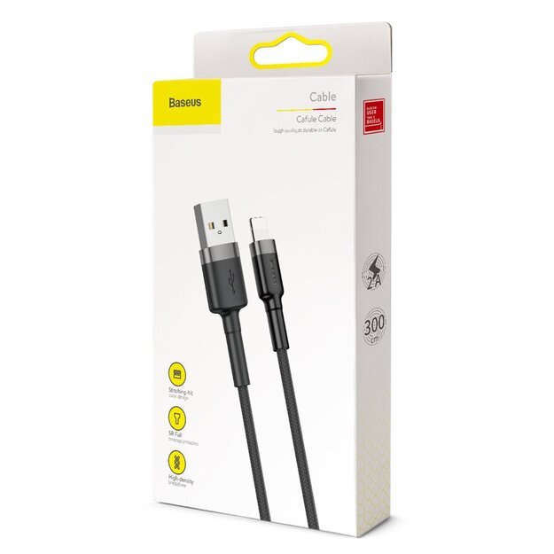 Baseus Cafule USB-A / Lightning 2A QC 3.0 cable 3 m - black and gray 8
