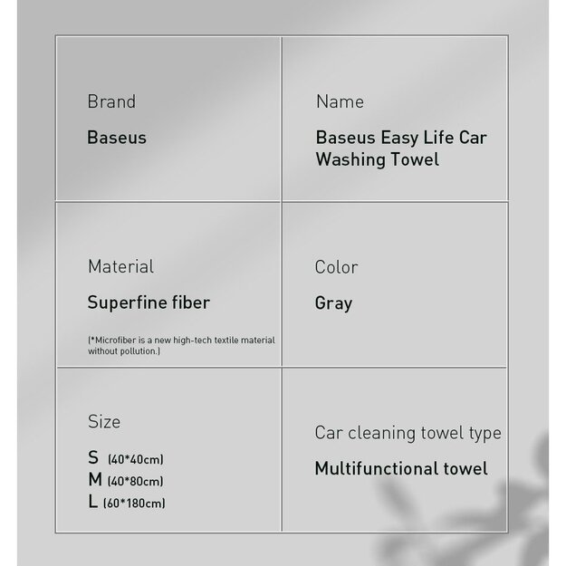 Baseus 2 x Microfiber Car Drying Towel Microfiber 40cm x 40cm Gray (CRXCMJ-0G) 4