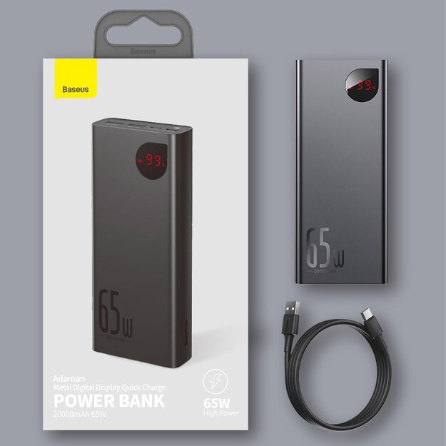 Baseus Adaman powerbank 2x USB / 1x USB Type C / 1x micro USB 20000mAh 65W Quick Charge 3.0 Power Delivery black (PPIMDA-D01) 21