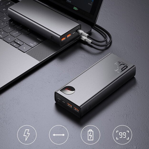 Baseus Adaman powerbank 2x USB / 1x USB Type C / 1x micro USB 20000mAh 65W Quick Charge 3.0 Power Delivery black (PPIMDA-D01) 12