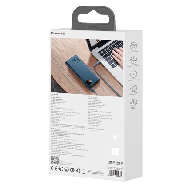 Baseus Adaman powerbank 2x USB / 1x USB Type C / 1x micro USB 20000mAh 65W Quick Charge 3.0 Power Delivery black (PPIMDA-D01) 5
