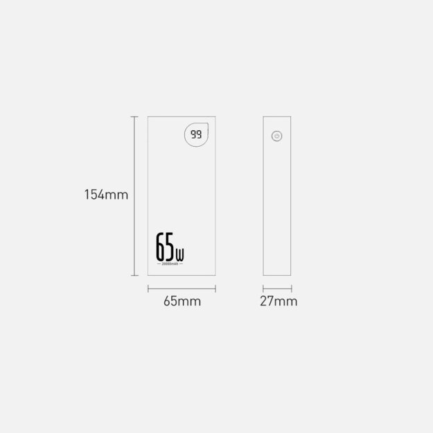 Baseus Adaman powerbank 2x USB / 1x USB Type C / 1x micro USB 20000mAh 65W Quick Charge 3.0 Power Delivery black (PPIMDA-D01) 20