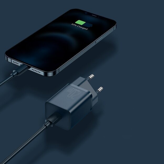 Baseus Super Si 1C fast charger USB Type C 20W Power Delivery + USB Type C - Lightning cable 1m blue (TZCCSUP-B03) 12