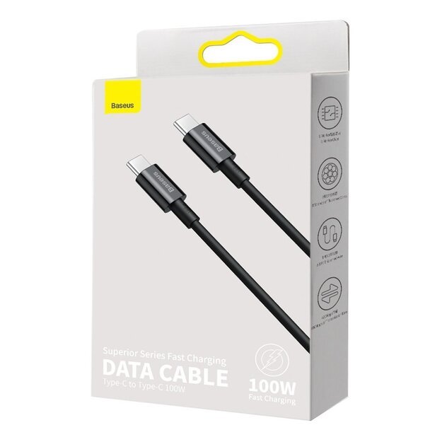 Baseus CATYS-C01 USB-C - USB-C PD QC FCP cable 100W 5A 480Mb/s 2m - black 4