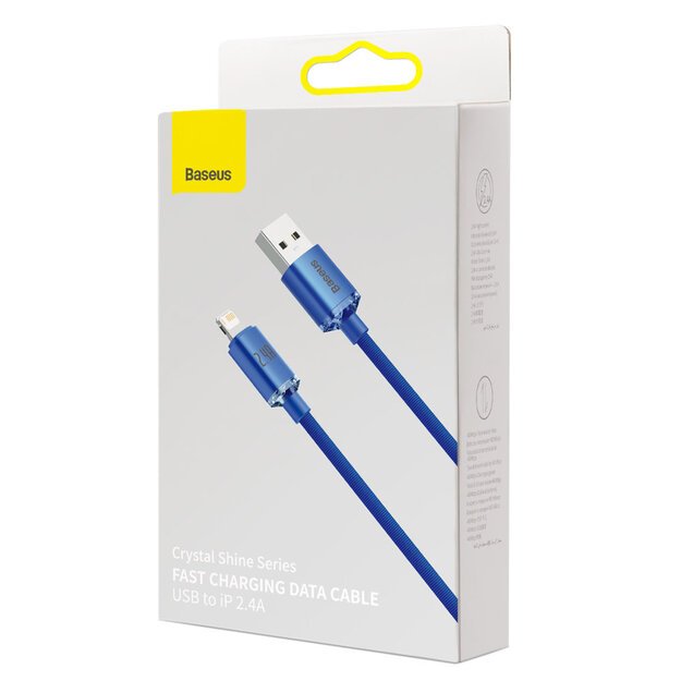 Baseus Crystal Shine Series cable USB cable for fast charging and data transfer USB Type A - Lightning 2.4A 1.2m blue (CAJY000003) 4