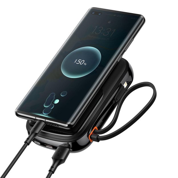 Baseus Qpow Digital Display power bank with fast charging 20000mAh 20W QC/PD/SCP/FCP with built-in Lightning cable black 1