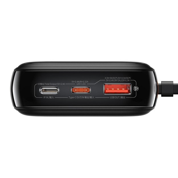 Baseus Qpow Digital Display power bank with fast charging 20000mAh 20W QC/PD/SCP/FCP with built-in Lightning cable black 5