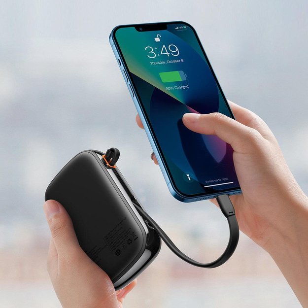 Baseus Qpow Digital Display power bank with fast charging 20000mAh 20W QC/PD/SCP/FCP with built-in Lightning cable black 9
