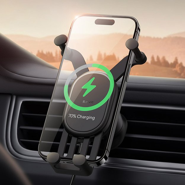 Baseus car holder with built-in 15W inductive charger for air vent black 11
