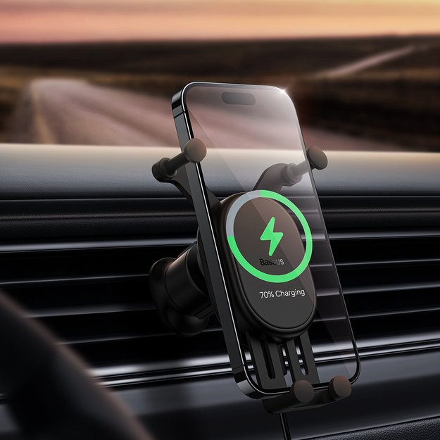 Baseus car holder with built-in 15W inductive charger for air vent black 8