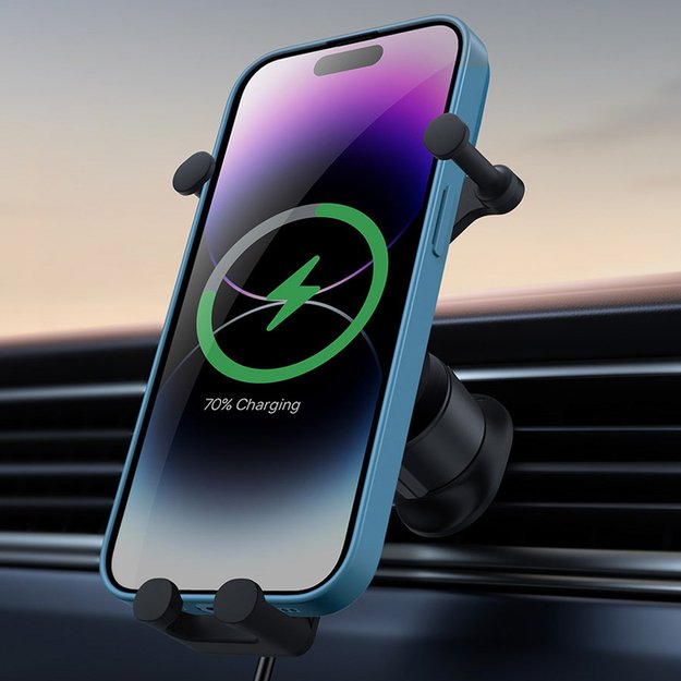 Baseus car holder with built-in 15W inductive charger for air vent black 15