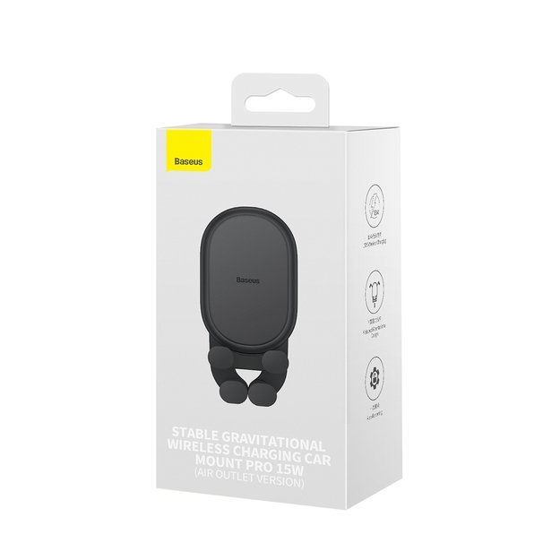 Baseus car holder with built-in 15W inductive charger for air vent black 4
