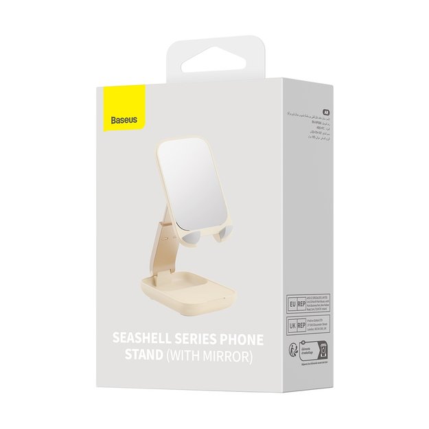 Adjustable phone stand with mirror Baseus Seashell Series - beige 4