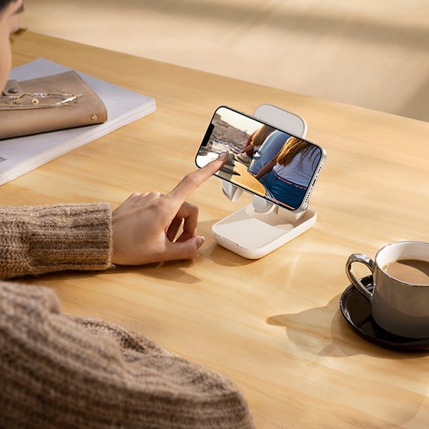 Adjustable phone stand with mirror Baseus Seashell Series - beige 11