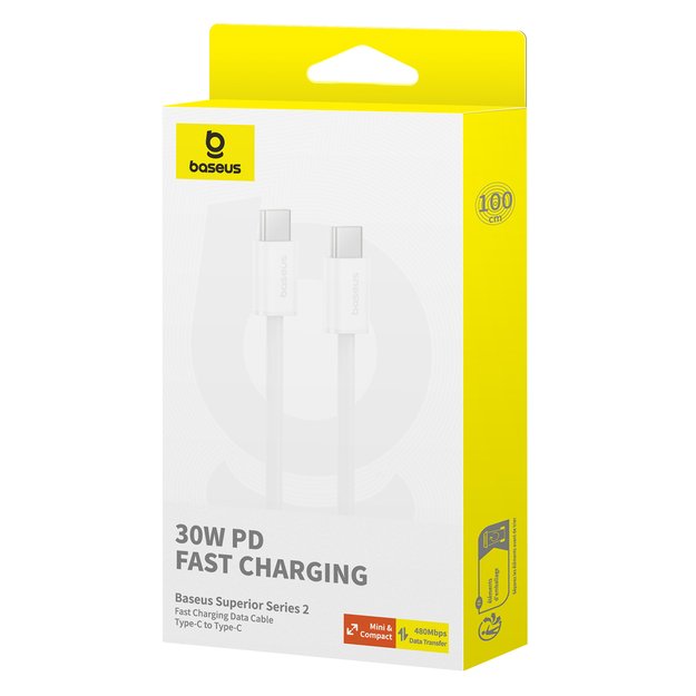 Baseus Superior Series ll USB-C - USB-C 30W 480Mb/s cable 1m - white 4