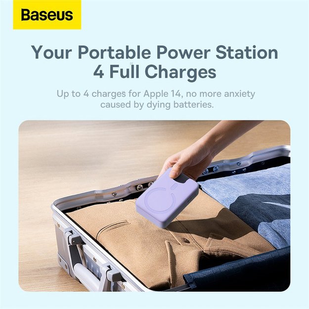 Baseus Magnetic Mini 20000 mAh 20W Powerbank - purple + USB-C / USB-C cable 12