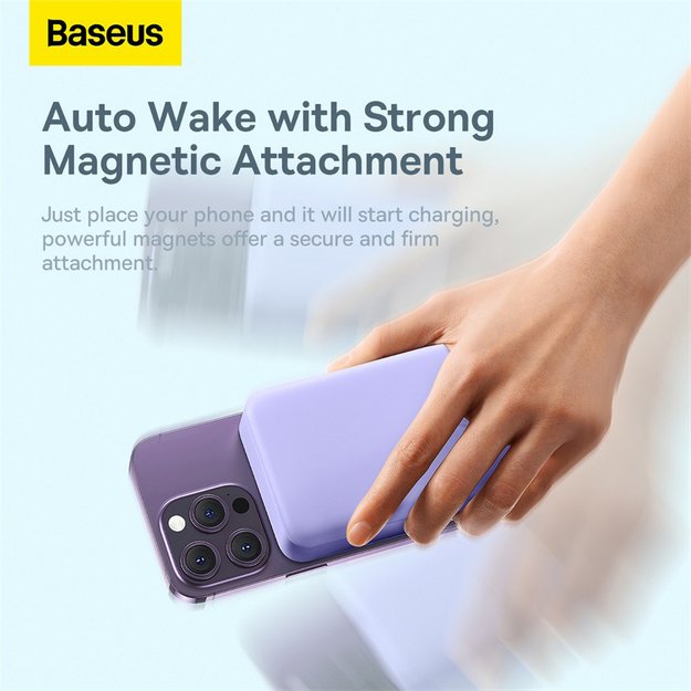 Baseus Magnetic Mini 20000 mAh 20W Powerbank - purple + USB-C / USB-C cable 8