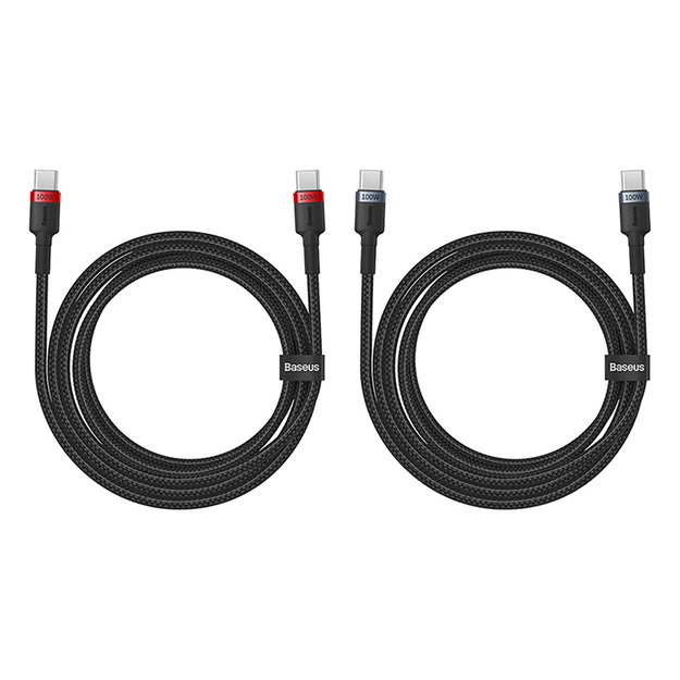 Baseus Cafule USB-C / USB-C 100W cable 2 m - red-black and black-gray (2 pcs.) 4