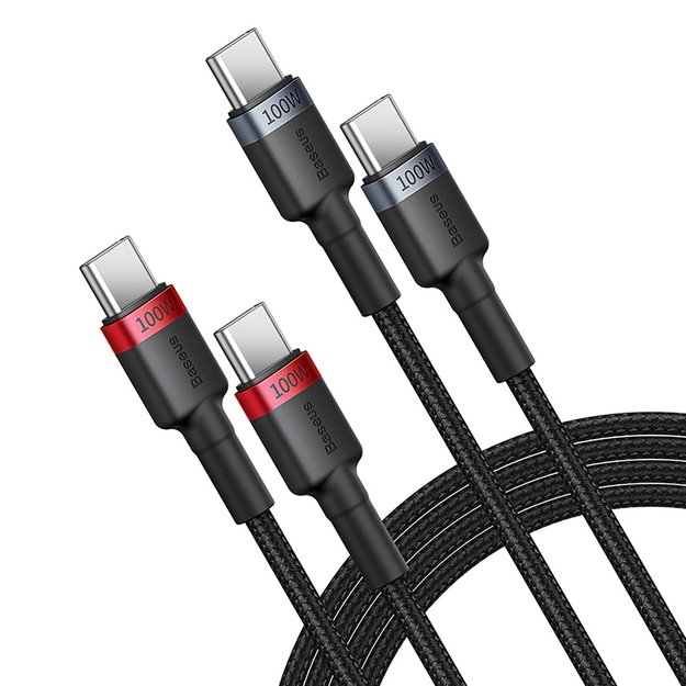 Baseus Cafule USB-C / USB-C 100W cable 2 m - red-black and black-gray (2 pcs.) 1