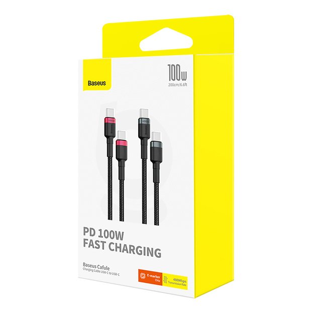 Baseus Cafule USB-C / USB-C 100W cable 2 m - red-black and black-gray (2 pcs.) 6