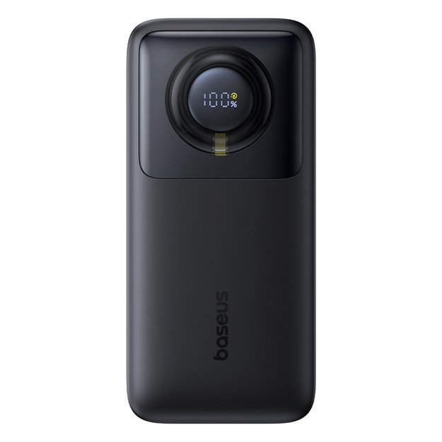 Baseus Free2Pull 20000mAh 65W Power Bank with Retractable USB-C Cable - Black