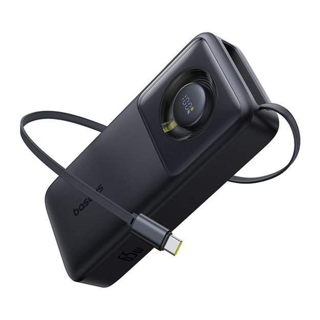 Baseus Free2Pull 20000mAh 65W Power Bank with Retractable USB-C Cable - Black 3