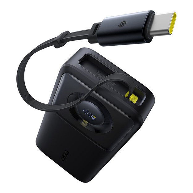 Baseus Free2Pull 20000mAh 65W Power Bank with Retractable USB-C Cable - Black 1