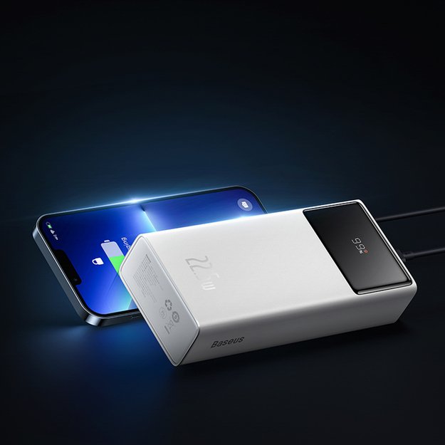 Baseus EnerFill FP41 30000mAh 22.5W Powerbank with Baseus Simple USB-A - USB-C 3A 30cm Cable - White 8