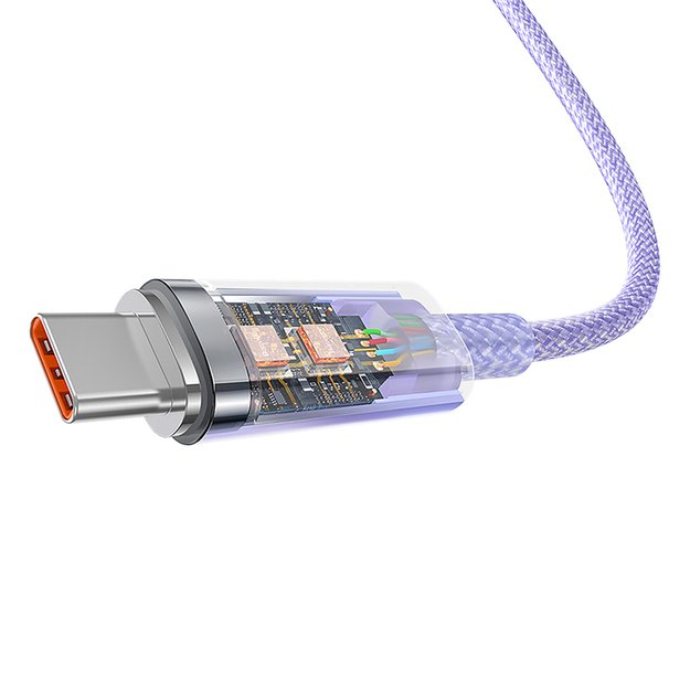 Baseus Explorer 100W USB-A - USB-C Cable with Intelligent Temperature Sensor 1m - Purple 4