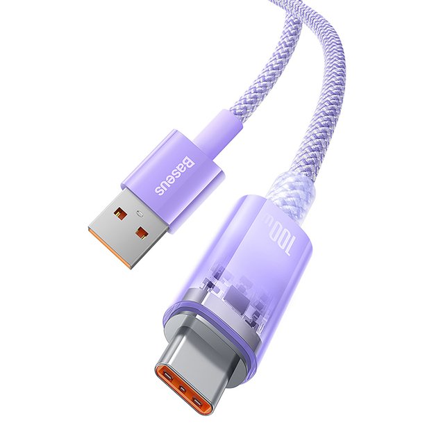 Baseus Explorer 100W USB-A - USB-C Cable with Intelligent Temperature Sensor 1m - Purple 5