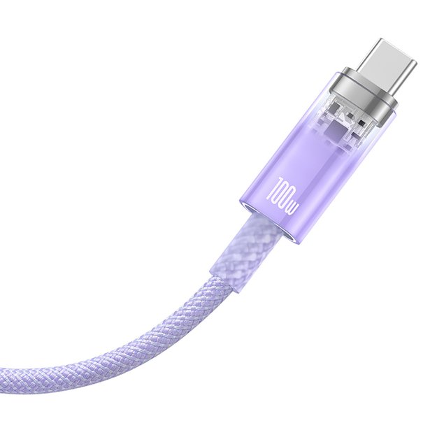 Baseus Explorer 100W USB-A - USB-C Cable with Intelligent Temperature Sensor 1m - Purple 2