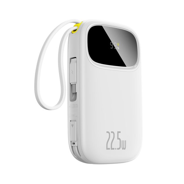 Baseus EnerFill FC31 20000mAh 22.5W Powerbank with Digital Display and 2 Built-in Cables (USB-C + Lightning) - White 1