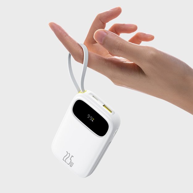 Baseus EnerFill FC31 20000mAh 22.5W Powerbank with Digital Display and 2 Built-in Cables (USB-C + Lightning) - White 8