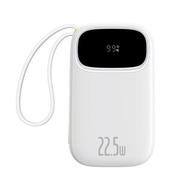 Baseus EnerFill FC31 20000mAh 22.5W Powerbank with Digital Display and 2 Built-in Cables (USB-C + Lightning) - White 2
