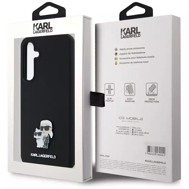Karl Lagerfeld Silicone Karl&amp Choupette Metal Pin case for Samsung Galaxy A35 - black 14