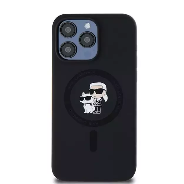 Karl Lagerfeld Silicone Karl&amp Choupette Ring MagSafe case for iPhone 15 Pro Max - black 6
