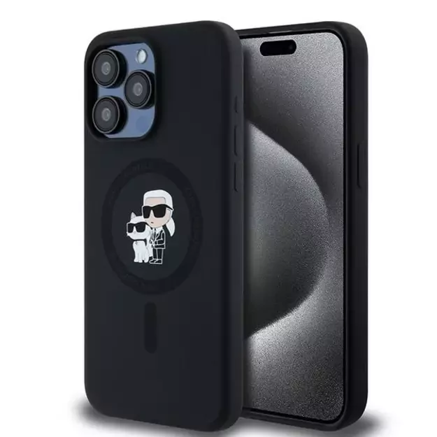Karl Lagerfeld Silicone Karl&amp Choupette Ring MagSafe case for iPhone 15 Pro Max - black