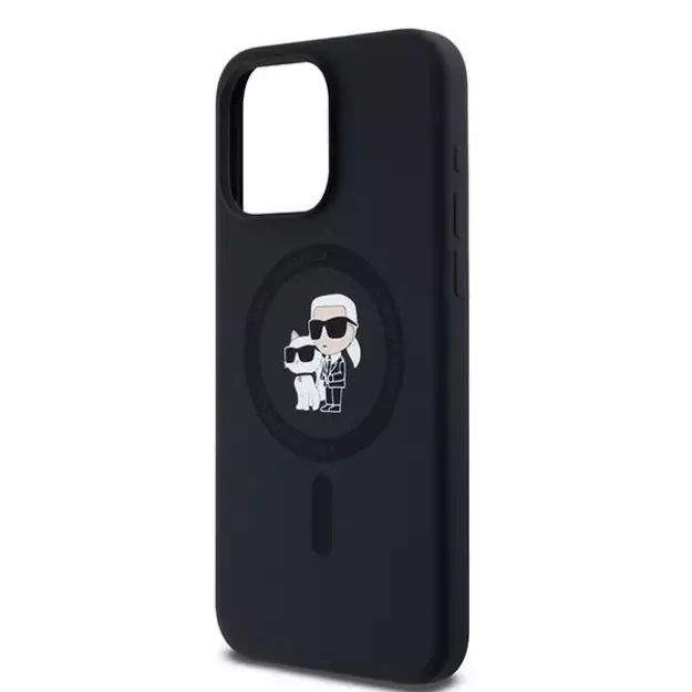 Karl Lagerfeld Silicone Karl&amp Choupette Ring MagSafe case for iPhone 15 Pro Max - black 9